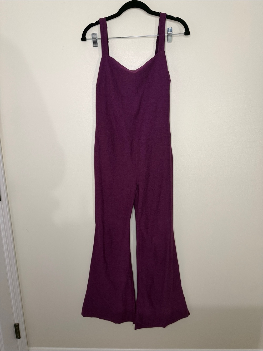 Beyond Yoga Spacedye Hit The Scene Jumpsuit Unitard Flare Eggplant Purple Large